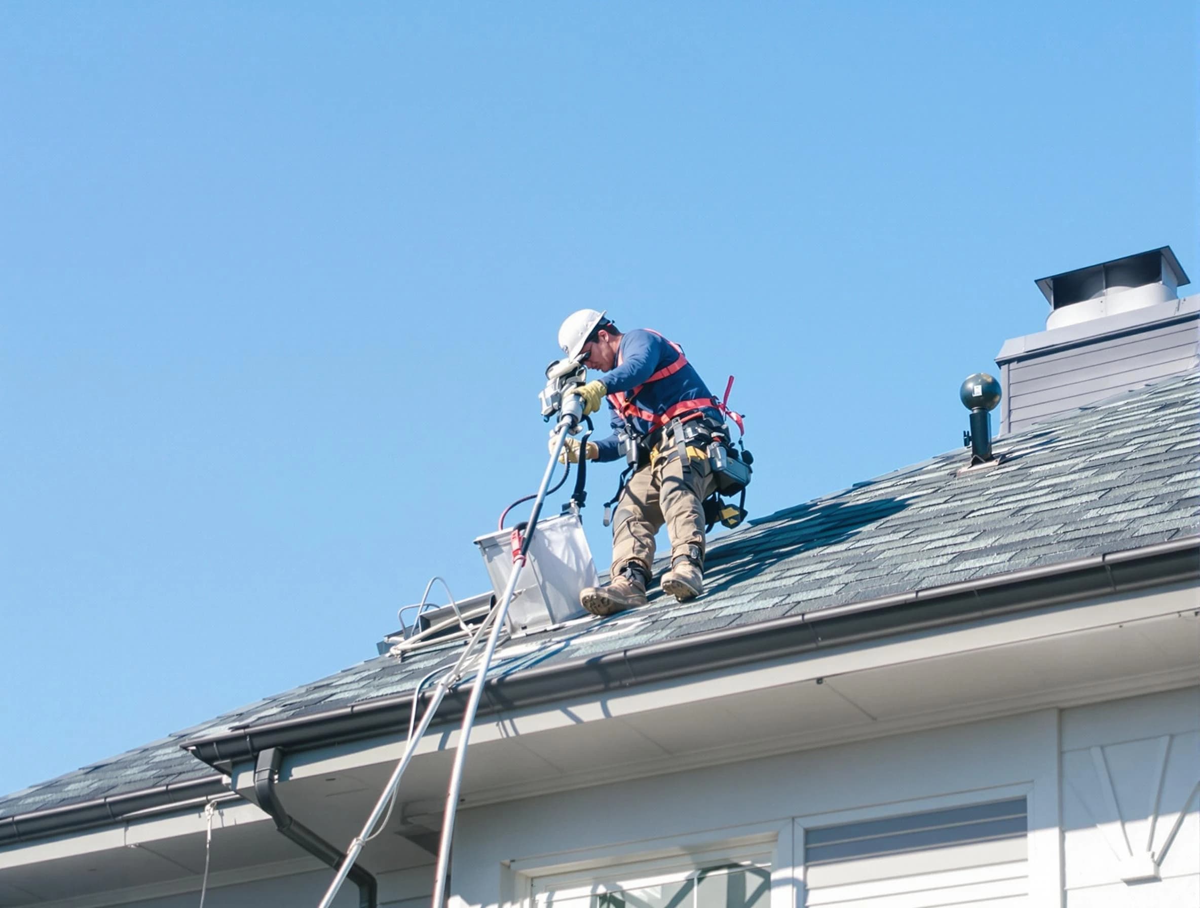 Sheridan Dryer Vent Cleaning certified technician cleaning a roof-mounted dryer vent system in Sheridan