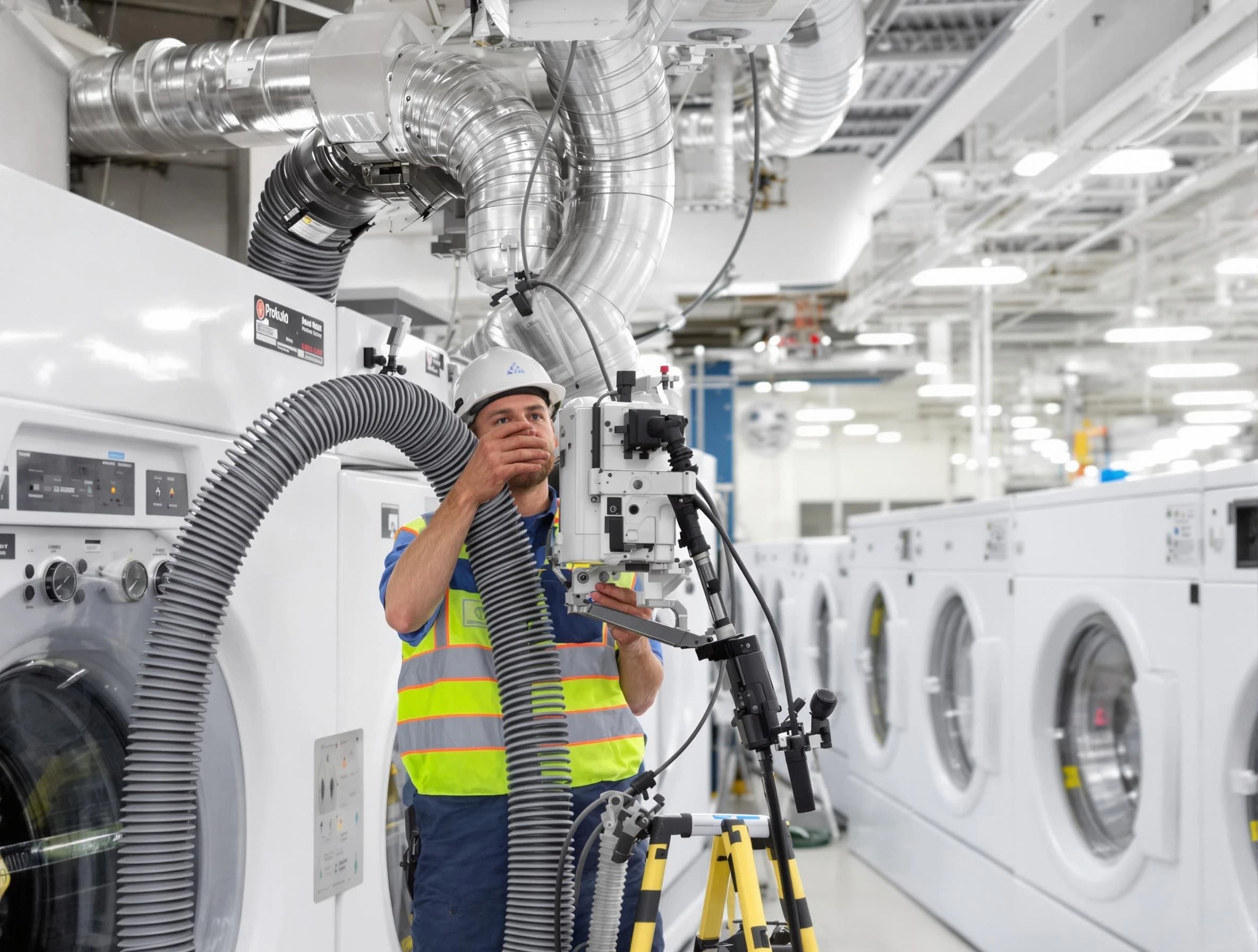 Sheridan Dryer Vent Cleaning team performing commercial-grade dryer vent cleaning at a business facility in Sheridan