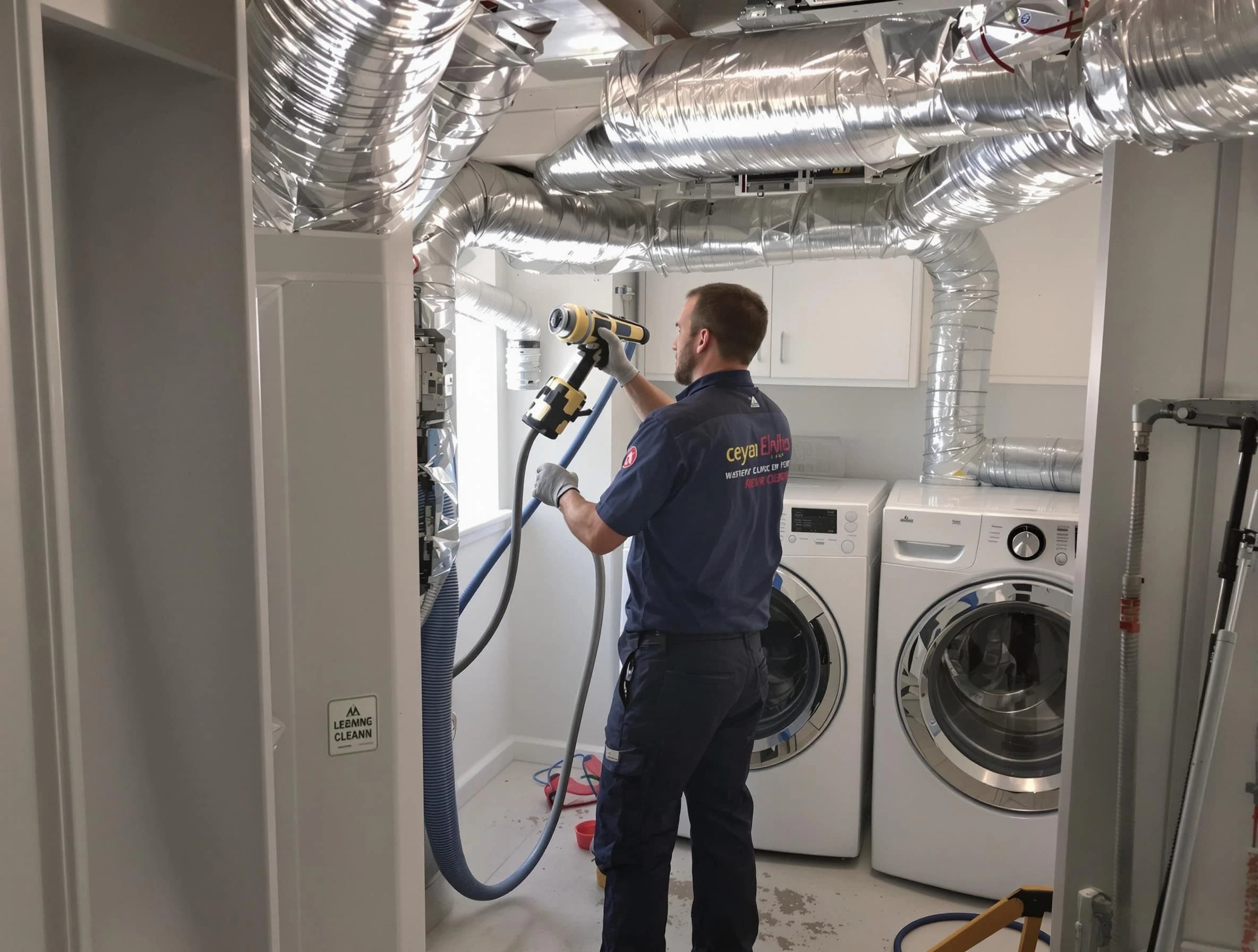 Sheridan Dryer Vent Cleaning specialist using advanced equipment for thorough duct cleaning in Sheridan