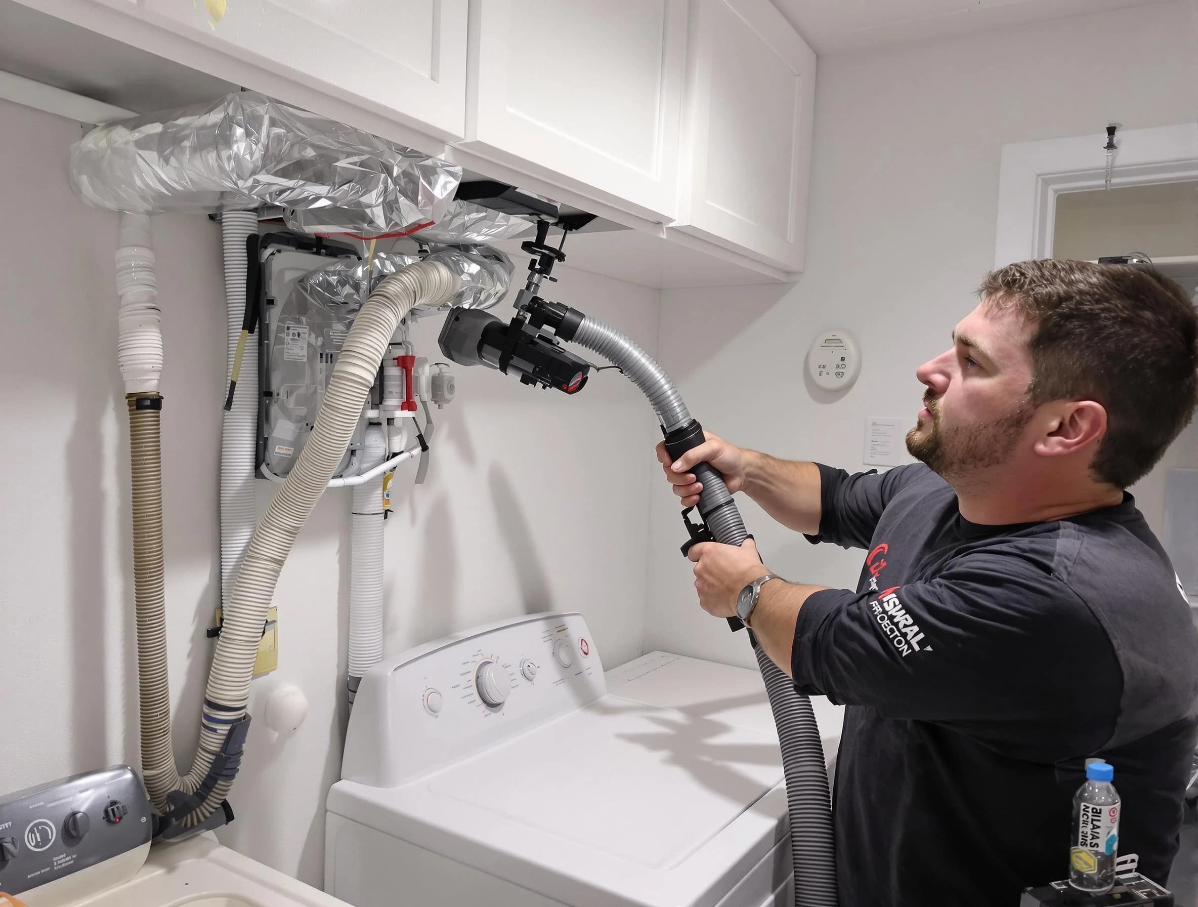 Sheridan Dryer Vent Cleaning certified technician performing safety-focused gas dryer vent cleaning in Sheridan