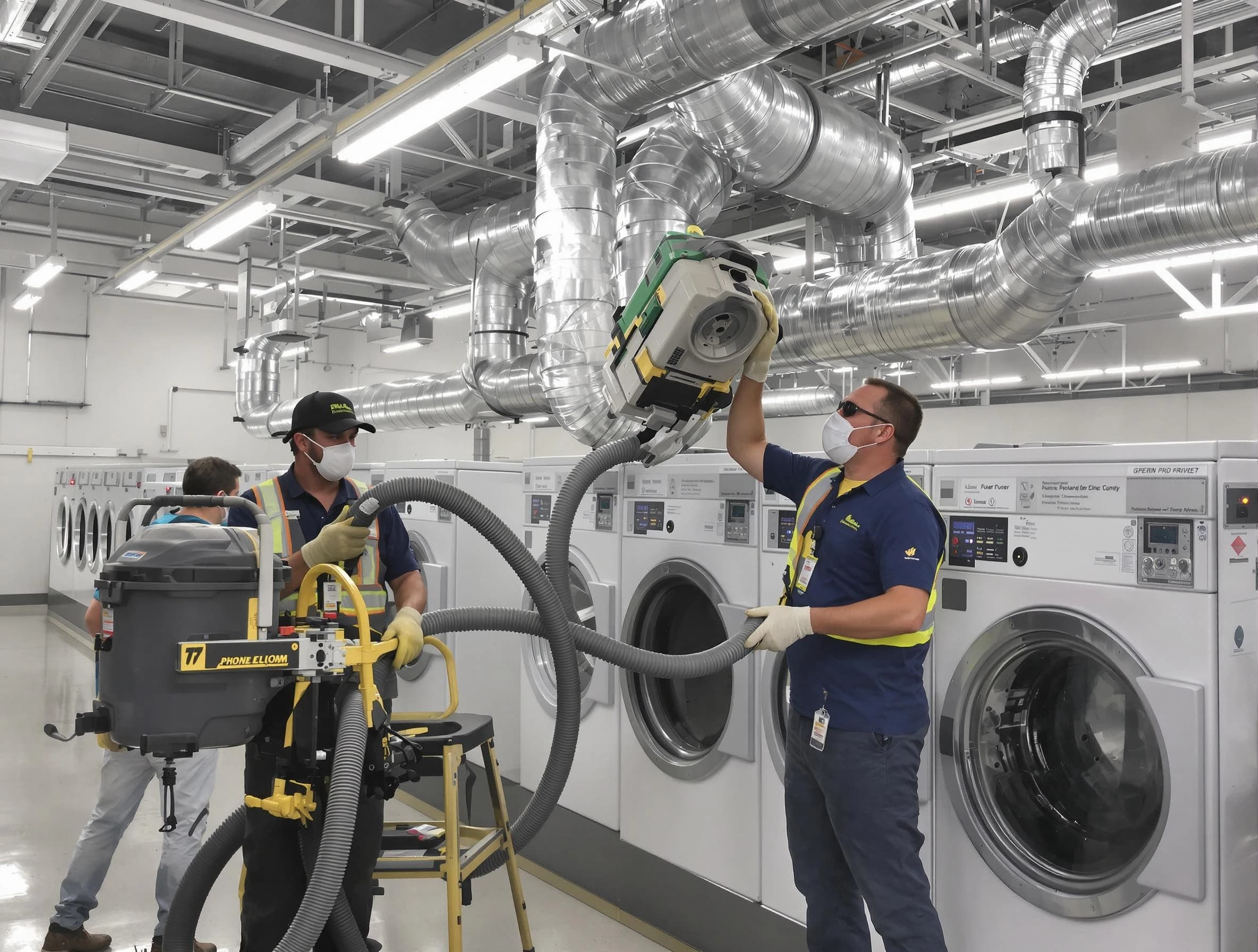 Sheridan Dryer Vent Cleaning team cleaning large-scale industrial dryer vent systems at a facility in Sheridan