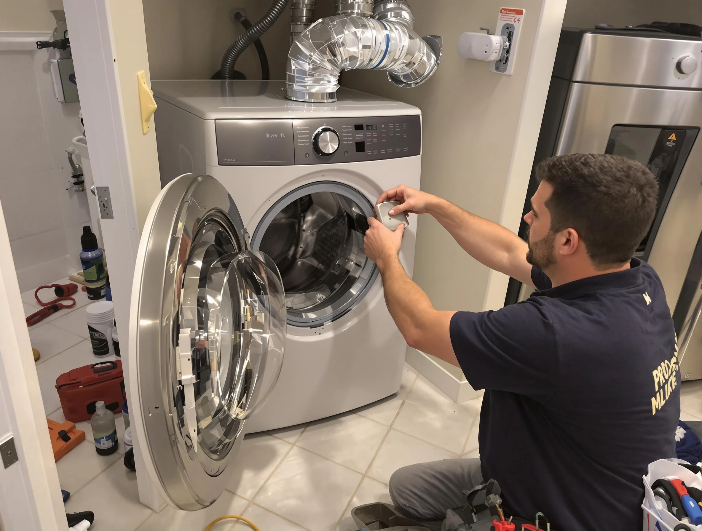 Sheridan Dryer Vent Cleaning technician performing precise dryer vent hose installation in Sheridan
